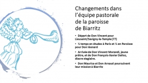 Annonces et changements dans l'équipe pastorale