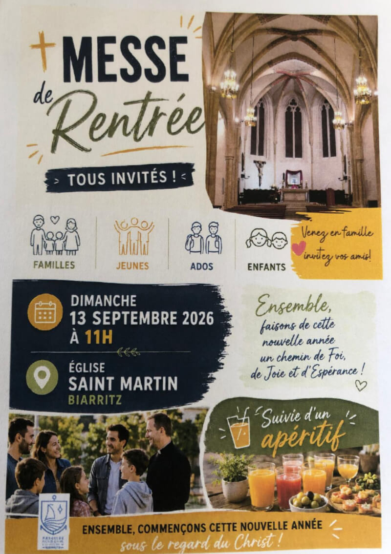 MESSE DES FAMILLES DE RENTREE - Dimanche 13 Septembre 2026 à Saint Martin