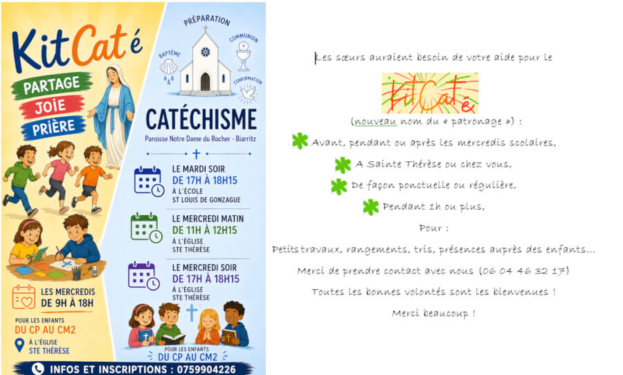 Inscriptions 2026/2027au Kitcaté et au catéchisme